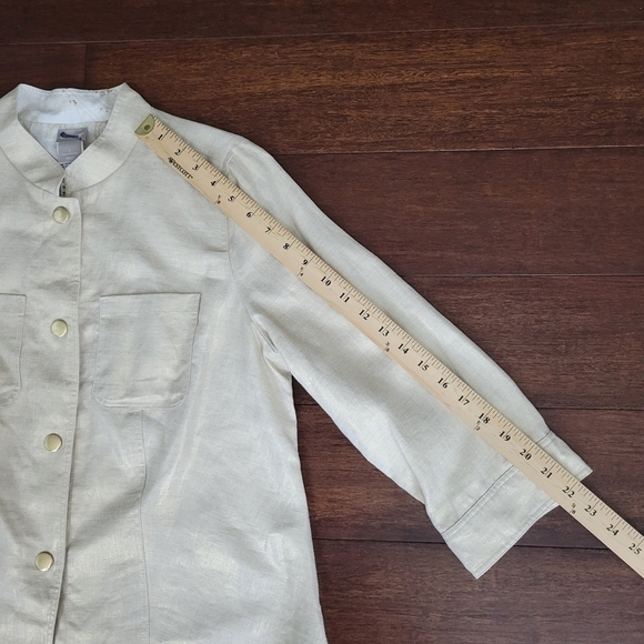 Chico's Reversible Linen Jacket Chico's 1/Women's 8/10 Gold & Tan Paisley Print - Picture 12 of 12